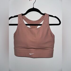 NIKE WOMENS DRI-FIT SWOOSH MEDIUM SUPPORT SPORTS BRA IN PINK SIZE L
